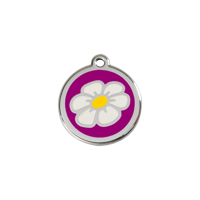 Daisy Flower Purple roestvrijstalen hondenpenning small/klein dia. 2 cm RedDingo - Reddingo - thumbnail