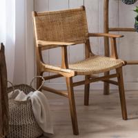 Artistiq Eetkamerstoel 'Ervin' Teakhout en rotan - thumbnail
