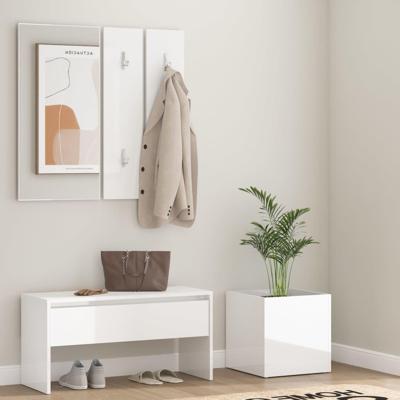 Garderobe set bewerkt hout hoogglans wit