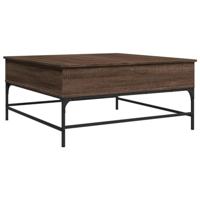 Salontafel 95x95x45 cm bewerkt hout en metaal bruin eikenkleur - thumbnail