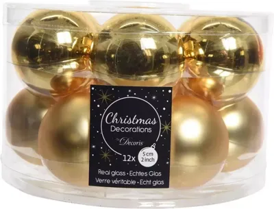 Kerstballen Glas Ø5cm Goud 12st