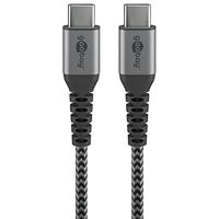 Goobay 49301 snellaadkabel USB C 60W 20V / extreem robuuste textielkabel / 480 Mbits oplaadkabel USB C/snellaadkabel Samsung USB C kabel 0,5 m/stoffen kabel grijs / 0,5 m - thumbnail