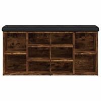 Schoenenbank 102x32x50 cm bewerkt hout gerookt eikenkleurig - thumbnail
