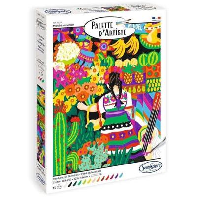 Acrylverf - SENTOSPHERE - Kunstenaarspalet - Mexicaanse markt - Schilderen op nummer voor volwassenen - Schilderen op canvas Acrylverf - SENTOSPHERE - Kunstenaarspalet - Mexicaanse markt - Schilderen op nummer voor volwassenen - Schilderen op canvas