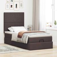 Ottoman bed met matras en LED's 100x200cm stof donkerbruin - thumbnail
