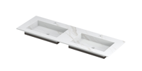 INK Post Wastafel Keramische Slab Envelop Bak Dubbel 2 Kraangaten - 1400x450x10 mm - Calacatta Mat - thumbnail