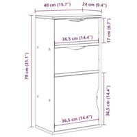 Bijzetkast met lades wit 40x24x79 cm massief grenenhout - thumbnail
