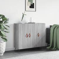 Dressoir 90x34x80 cm bewerkt hout grijs sonoma eikenkleurig - thumbnail