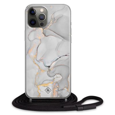 iPhone 12 Pro hoesje met koord - Marmer grijs iPhone 12 Pro hoesje met koord - Marmer grijs