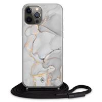 iPhone 12 Pro hoesje met koord - Marmer grijs - thumbnail