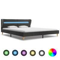 vidaXL Bedframe met LED jute donkergrijs 160x200 cm - thumbnail