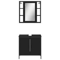 2-delige Badkamermeubelset bewerkt hout zwart - thumbnail