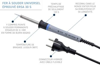 Ersa "30 s" soldeerbout soldering iron w.cu.tip 250mm,30w,380/420 c