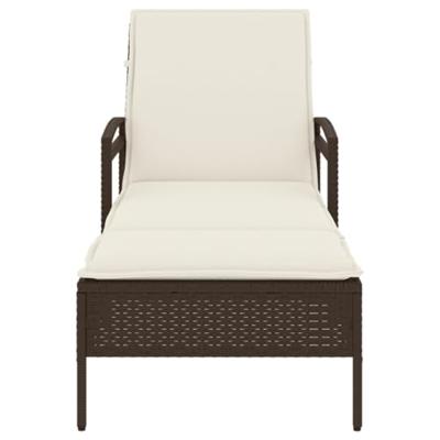 Ligbed met kussen 63x200x81 cm poly rattan bruin - thumbnail