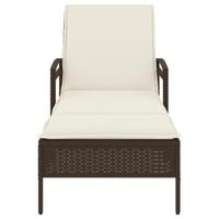 Ligbed met kussen 63x200x81 cm poly rattan bruin - thumbnail