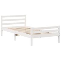 Bedframe met hoofdeinde zonder matras 100x200 cm wit - thumbnail