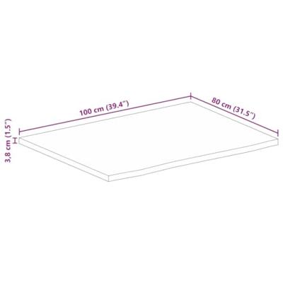 Tafelblad met natuurlijke rand 100x80x3,8 cm massief mangohout