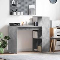 Bureau met plank Beton Grijs 108 x 55 x 103.5 cm Bewerkt hout - thumbnail