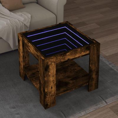 Salontafel met LED 53x53x45 cm bewerkt hout gerookt eikenkleur Salontafel met LED 53x53x45 cm bewerkt hout gerookt eikenkleur