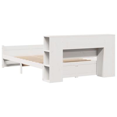 Bed met boekenkast zonder matras grenenhout wit 150x200 cm - thumbnail