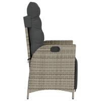 Tuinstoelen 2 st verstelbaar met voetensteun poly rattan grijs - thumbnail