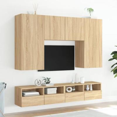 Tv-wandmeubels 2 st 80x30x30 cm bewerkt hout sonoma eikenkleur
