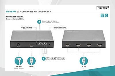 Digitus DS-43309 videomuur-processor Zwart