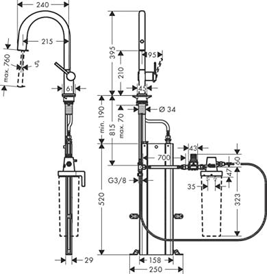 Hansgrohe Aqittura M91 Filter systeem 210, uittrekbare uitloop, 1jet, sBox, rvs look Hansgrohe Aqittura M91 Filter systeem 210, uittrekbare uitloop, 1jet, sBox, rvs look