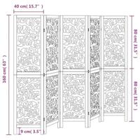 Kamerscherm met 5 panelen massief paulowniahout wit - thumbnail