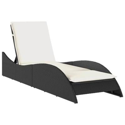 Ligbed met kussen 60x205x73 cm poly rattan zwart - thumbnail