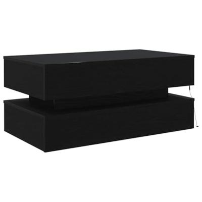 Salontafel met LED-verlichting 90x50x40 cm zwart eiken