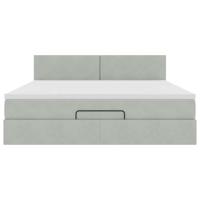 Ottoman bed met matras en LED's 180x200cm fluweel lichtgrijs - thumbnail