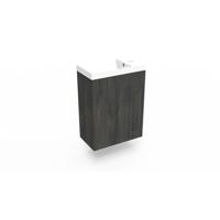 Fonteinkast Dark Oak Arcqua Luna 40x55x28 cm Incl. Fontein Mat Wit Met Overloop Arcqua - thumbnail