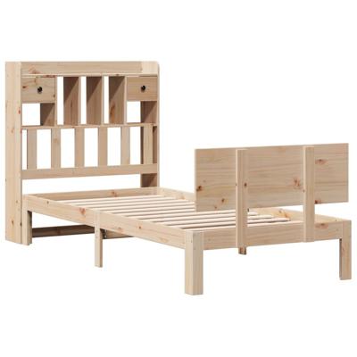 Bed met boekenkast zonder matras massief grenenhout 90x200 cm