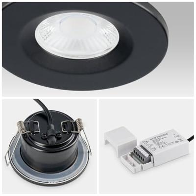 Set van 6 Venezia LED inbouwspots - 6 Watt 650 lumen - 2700K warm wit - Dimbaar - Rond - IP65 waterdicht - Zwart - Voor binnen, buiten en badkamer