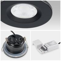 Set van 6 Venezia LED inbouwspots - 6 Watt 650 lumen - 2700K warm wit - Dimbaar - Rond - IP65 waterdicht - Zwart - Voor binnen, buiten en badkamer - thumbnail