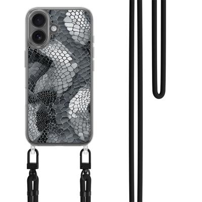 iPhone 17 hoesje met zwart koord - Python grijs iPhone 17 hoesje met zwart koord - Python grijs