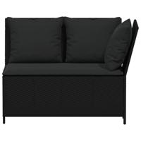 3-delige Loungeset met kussens poly rattan zwart - thumbnail