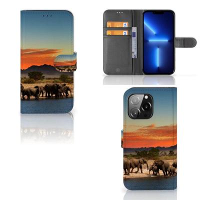 iPhone 13 Pro | Telefoonhoesje | Met pasjeshouder | Olifanten