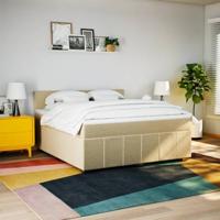 vidaXL Boxspring met matras stof crèmekleurig 180x200 cm - thumbnail