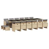 17-delige Tuinset met kussens poly rattan gemengd beige - thumbnail