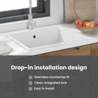 VidaXL Keukenwasbak wit 38 x 44 x 20 cm graniet - thumbnail
