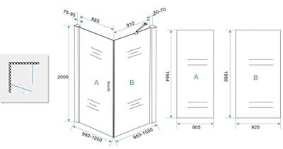 Douchecabine Wiesbaden Uni Klapdeur Vierkant 100x100x200 cm 8 mm NANO Coating Mat Zwart