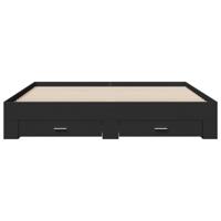 Bedframe met lades bewerkt hout zwart 180x200 cm - thumbnail