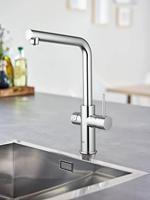Grohe Red 3-in-1 kokend water kraan met L-uitloop en combi boiler chroom - thumbnail