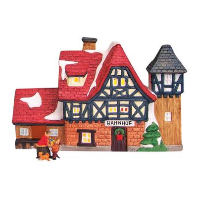 Wurm Lichthaus "Bahnhof" van porselein, Kleurrijk (B/H/D) 20x13x9cm