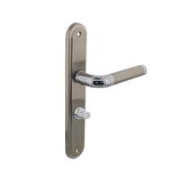 Intersteel Deurkruk Agatha op langschild met toilet-/badkamersluiting 63/8 mm - chroom/nikkel mat - thumbnail