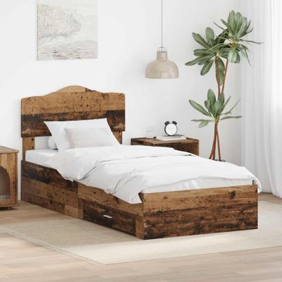 Bedframe met hoofdeinde Oudhout 100 x 200 cm Bewerkt hout