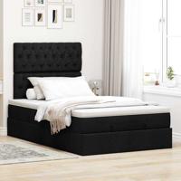 Ottoman bed met matras en LED's 120x190 cm stof zwart - thumbnail