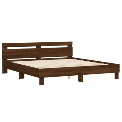 Bedframe met hoofdeinde bewerkt hout bruineikenkleur 200x200 cm